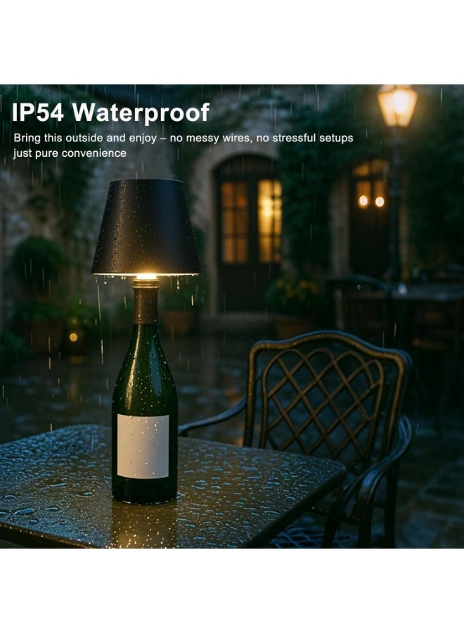 Meetion Wireless Bottle Lamp, 3 Color Stepless Dimming Wine Bottle Lamp, LED Rechargeable Touch Control Wireless Bottle Lampshade for Bedroom, Restaurant, Bar (Galvanized Gold, 1-Pack) - Image 4