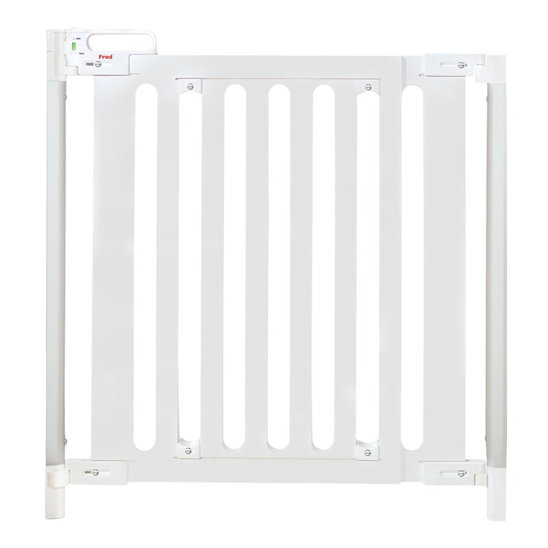 Fred Fred Safety Screw Fit Pure White Wood Baby Safety Gate to Fit Openings 75cm to 104cm  - Image 1