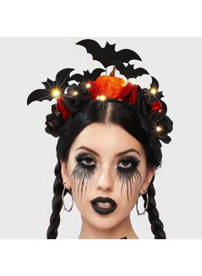 CAKURE Light Up Halloween Headband Led Glow Pumpkin Hairhoop Flash Bat Hair Band Rose Flower Headbands Light Up Hair Accessories For Women And Girls - Image 5