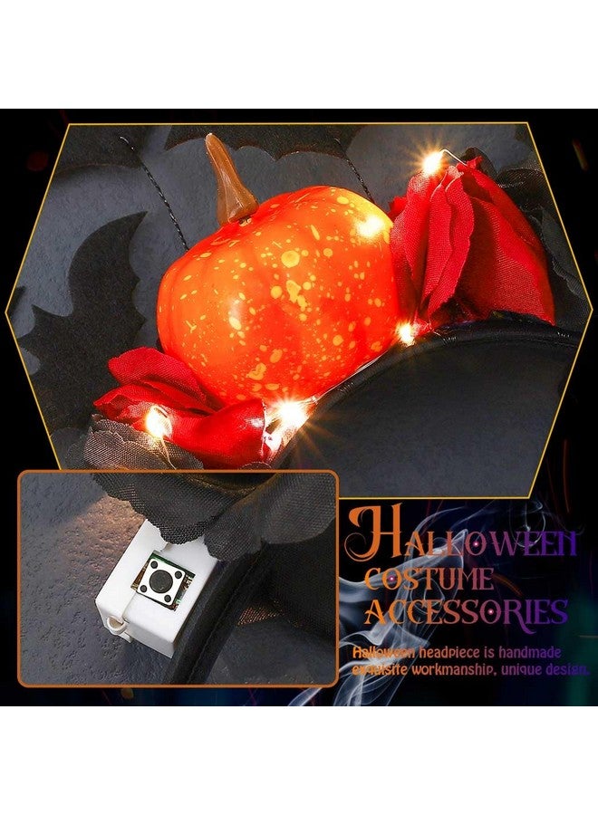 CAKURE Light Up Halloween Headband Led Glow Pumpkin Hairhoop Flash Bat Hair Band Rose Flower Headbands Light Up Hair Accessories For Women And Girls - Image 4