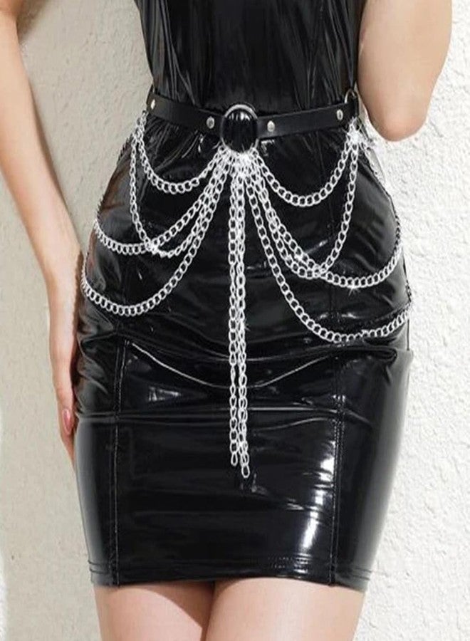 Reetan Punk Leather Body Chains Black Tassel Waist Chain Layered Ring Belt Belly Chains Rave Party Body Jewelry Accessories for Women and Girls - Image 5