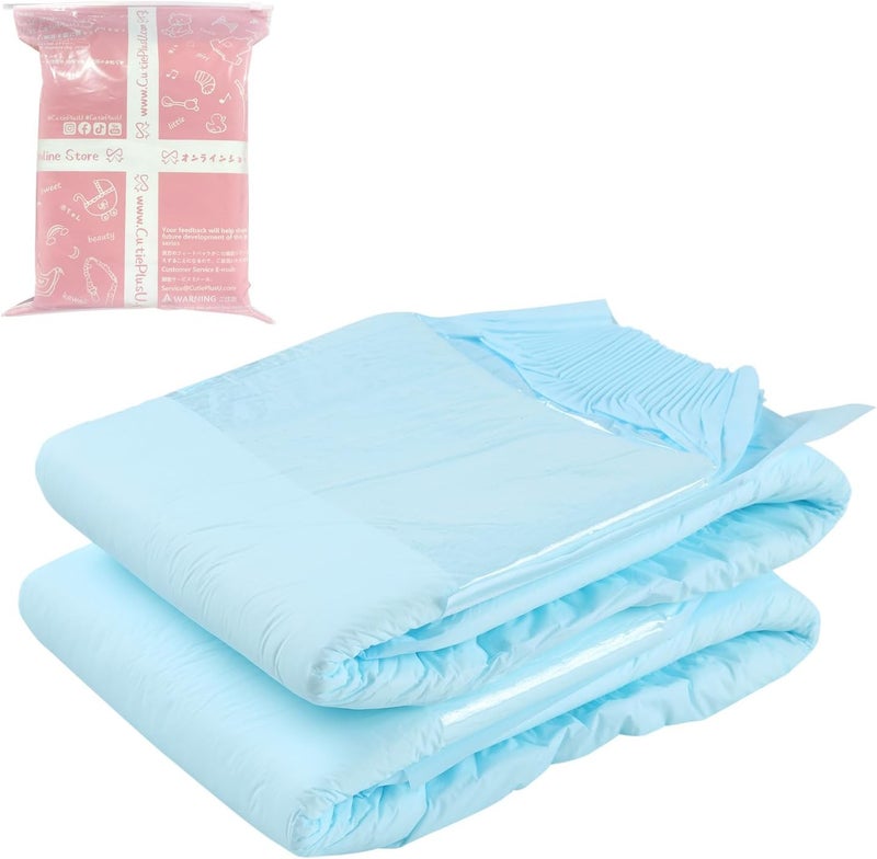 CutiePlusU Adult Diapers Heavy Absorption Dry Surface Disposable Adult Diaper All NightBlue 2 Pieces - Image 1