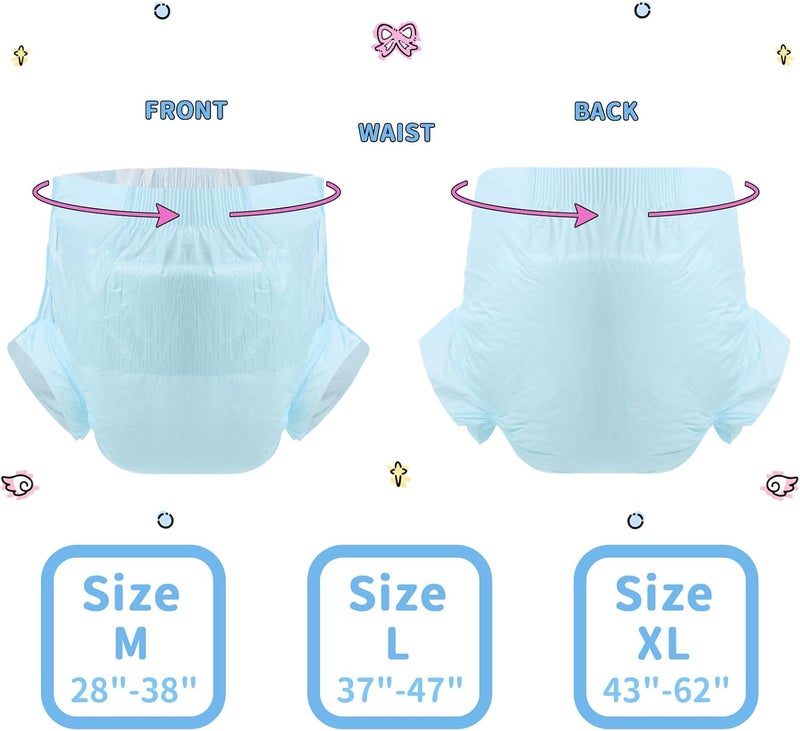 CutiePlusU Adult Diapers Heavy Absorption Dry Surface Disposable Adult Diaper All NightBlue 2 Pieces - Image 4