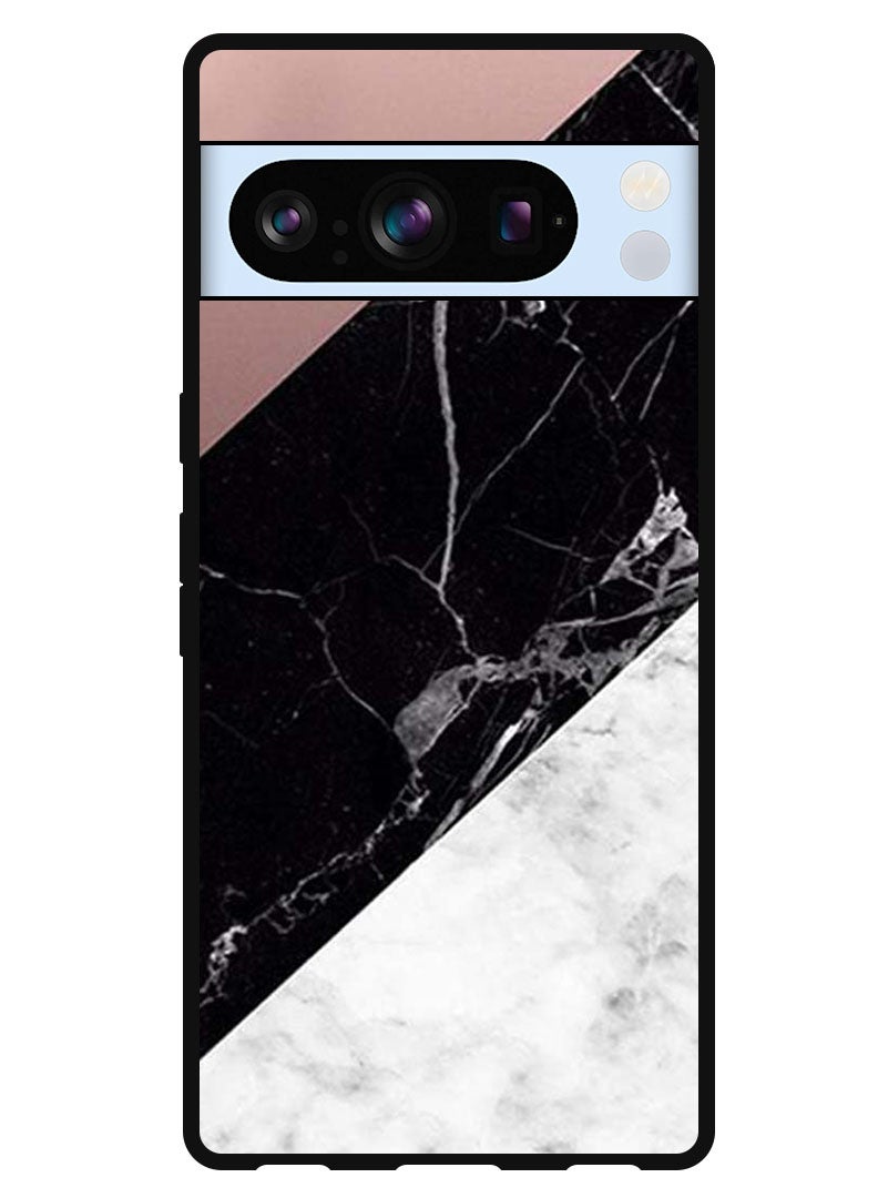 Theodor Protective Case Anti Scratch Shock Proof Bumper Cover For Google Pixel 8 Pro Hite & Black Marble Top Is Plain - Image 1