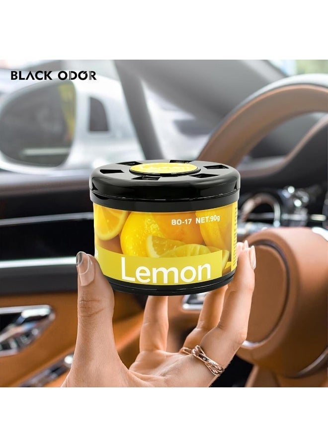 معطر جو للسيارة بلاك أودور 90 غرام - مزيل روائح طبيعي للسيارة مصنوع من جل الزيوت العطرية، معطر يدوم طويلاً، معطر داخلي مقاوم للانسكاب للوحة القيادة وحامل الأكواب والمنزل والمكتب (ليمون) - Image 5