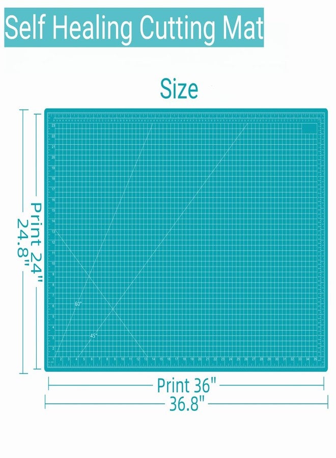 حصيرة تقطيع ذاتية الإصلاح من أماسيوارت، مقاس 24 × 36 بوصة، حصيرة خياطة للأعمال اليدوية، لوح تقطيع طاولة مزدوج الجوانب بخمس طبقات للأقمشة والتطريز وتشكيل الجلود ومشاريع الهوايات، لون فيروزي - Image 2