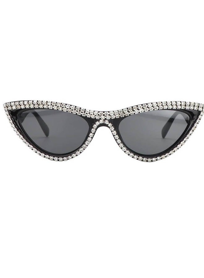 Generic Cat Eye Sunglasses Shiny Fun Rhinestone Crystal Sunglasses Shape Glasses Decorative Glasses - Image 1