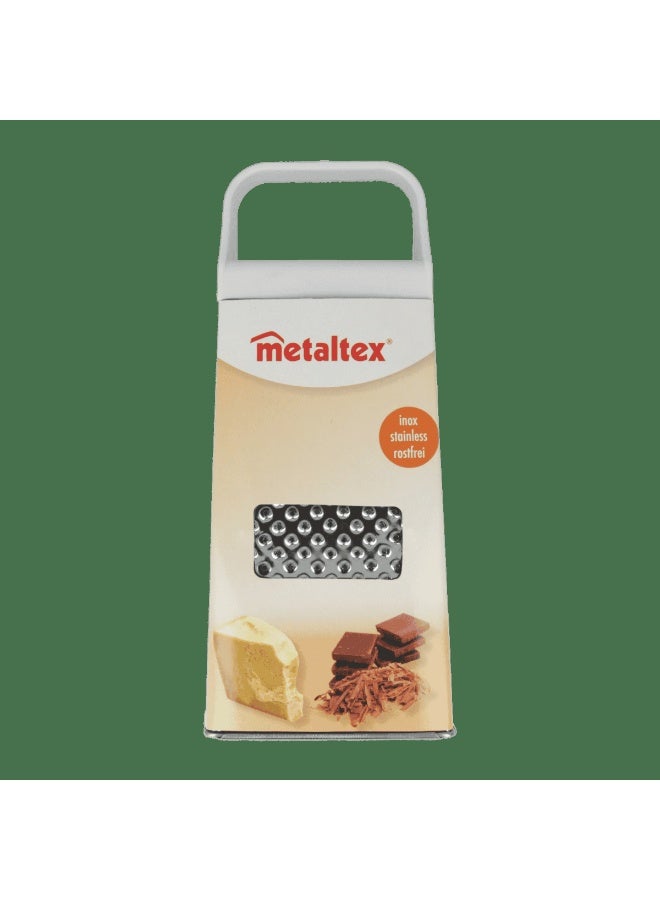 Metaltex مبشرة معدنية من ميتالتكس بأربعة جوانب من الفولاذ المقاوم للصدأ - أداة مطبخ متعددة الاستخدامات (24 سم) - Image 1