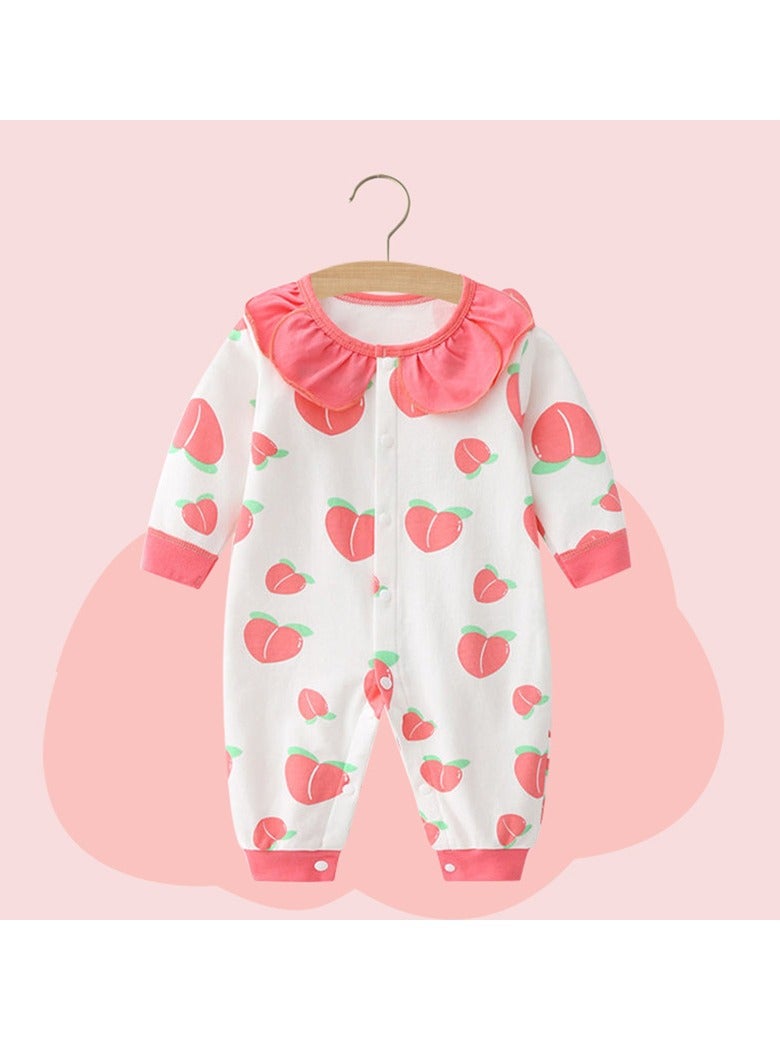 xozgdovg Baby onesie Spring and autumn newborn clothes pure cotton autumn pajamas autumn baby boys and girls baby clothes 24m/90cm peaches 
