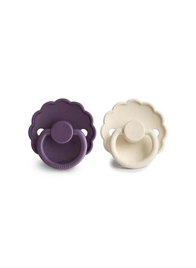 FRIGG Daisy Silicone Baby Pacifier 0-6M 2-Pack Violet Dream/Cream - Size 1