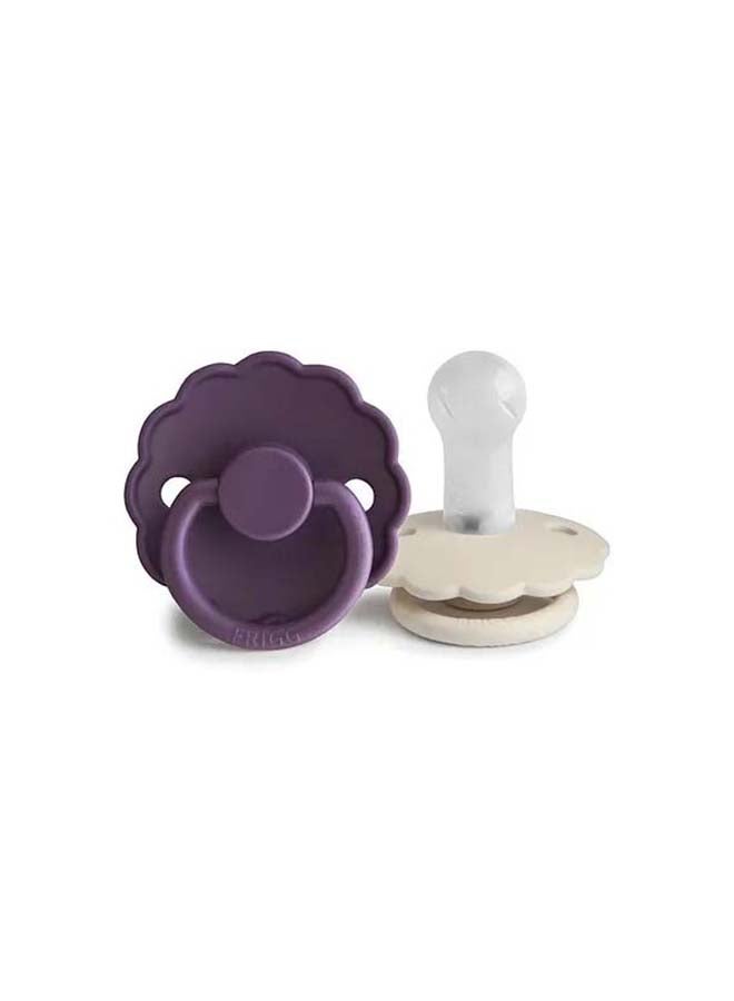 FRIGG Daisy Silicone Baby Pacifier 0-6M 2-Pack Violet Dream/Cream - Size 1 - Image 2