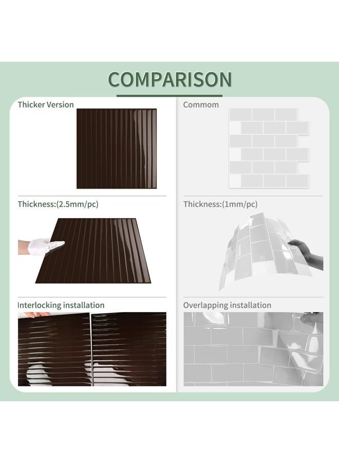 MOONFUN 10 Sheet Upgraded Thicker Design Peel and Stick Backsplash Tile,12"x12" Brown Self Adhesive Wall Tiles Stick on Back Splash for Kitchen, Bathroom,RV - Image 4