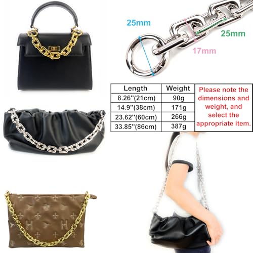 VersaKits Heavy Chunky Link Chain Strap Purse Handbag Top Handle Shoulder Straps Accessories Decoration Chain Strap Extender Charms Replacement(8.26'' Silver) - Image 2