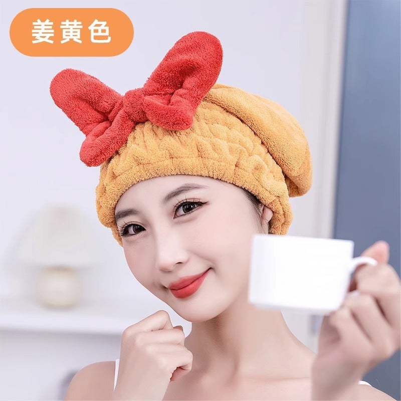 Generic 2023 new cute hair drying towel hair washing shower cap Womens bag headscarf hair drying cap super absorbent quick-drying cap thickened Ginger yellow