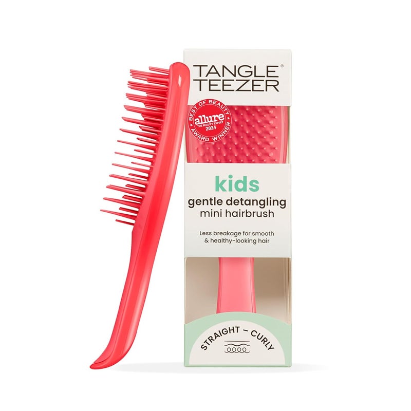 TANGLE TEEZER فرشاة شعر لإزالة التشابك النهائية، تقضي على العقد وتقلل من التكسر، فرشاة شعر صغيرة للسفر، للأيدي الصغيرة وجميع أنواع الشعر، لون وردي مفعم بالحيوية - Image 1