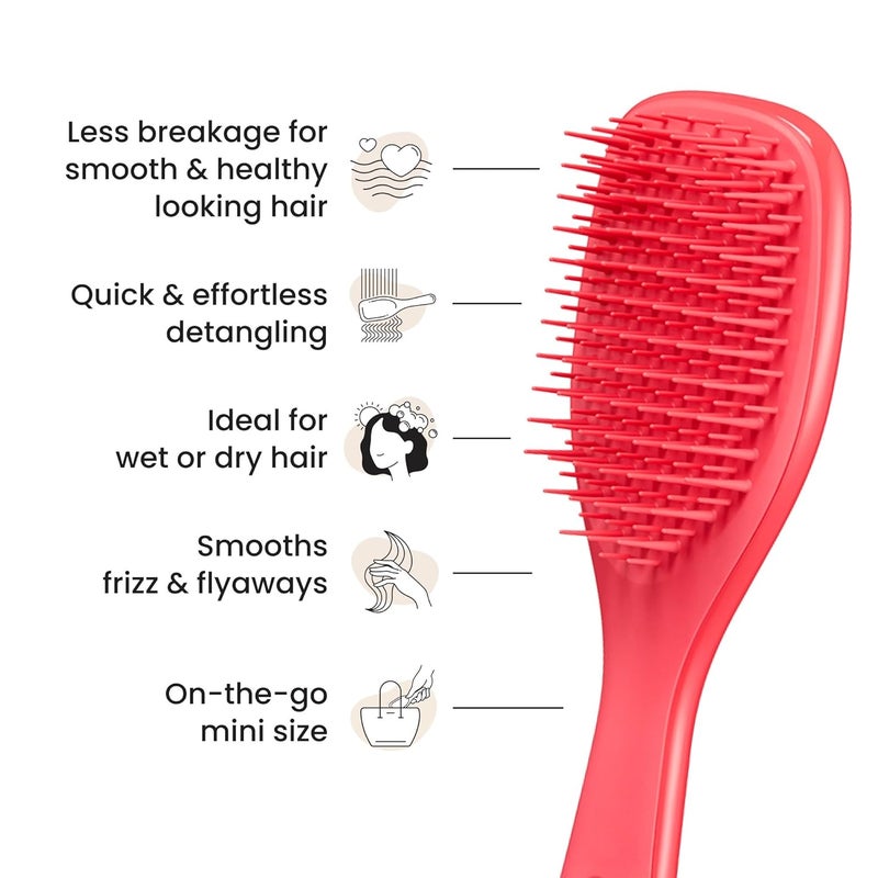 TANGLE TEEZER فرشاة شعر لإزالة التشابك النهائية، تقضي على العقد وتقلل من التكسر، فرشاة شعر صغيرة للسفر، للأيدي الصغيرة وجميع أنواع الشعر، لون وردي مفعم بالحيوية - Image 4