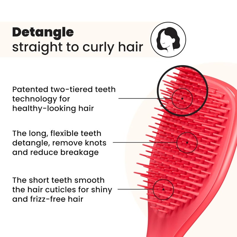 TANGLE TEEZER فرشاة شعر لإزالة التشابك النهائية، تقضي على العقد وتقلل من التكسر، فرشاة شعر صغيرة للسفر، للأيدي الصغيرة وجميع أنواع الشعر، لون وردي مفعم بالحيوية - Image 2