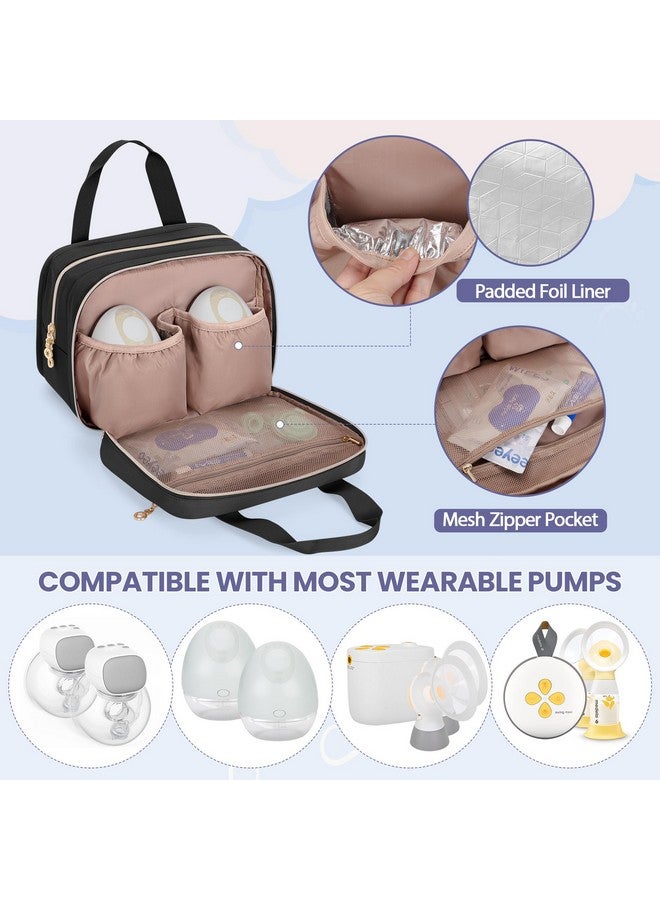 داميرو حقيبة مضخة الثدي القابلة للارتداء من داميرو متوافقة مع مضخات الثدي إلفي وويلو ومومكوزي، وحقيبة حمل لمضخات الثدي القابلة للارتداء بدون استخدام اليدين، وأجزاء المضخة والمزيد، باللون الأسود - Image 1