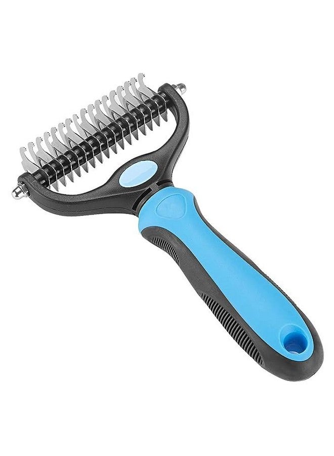 أداة العناية الاحترافية بالحيوانات الأليفة | مشط مزدوج الرأس عريض للغاية لإزالة التشابك | أداة إزالة الشعر المتساقط بأسنان مستديرة للكلاب والجراء والقطط - Image 2
