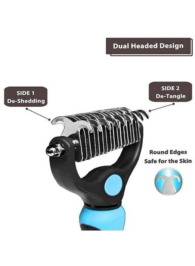 أداة العناية الاحترافية بالحيوانات الأليفة | مشط مزدوج الرأس عريض للغاية لإزالة التشابك | أداة إزالة الشعر المتساقط بأسنان مستديرة للكلاب والجراء والقطط - Image 4