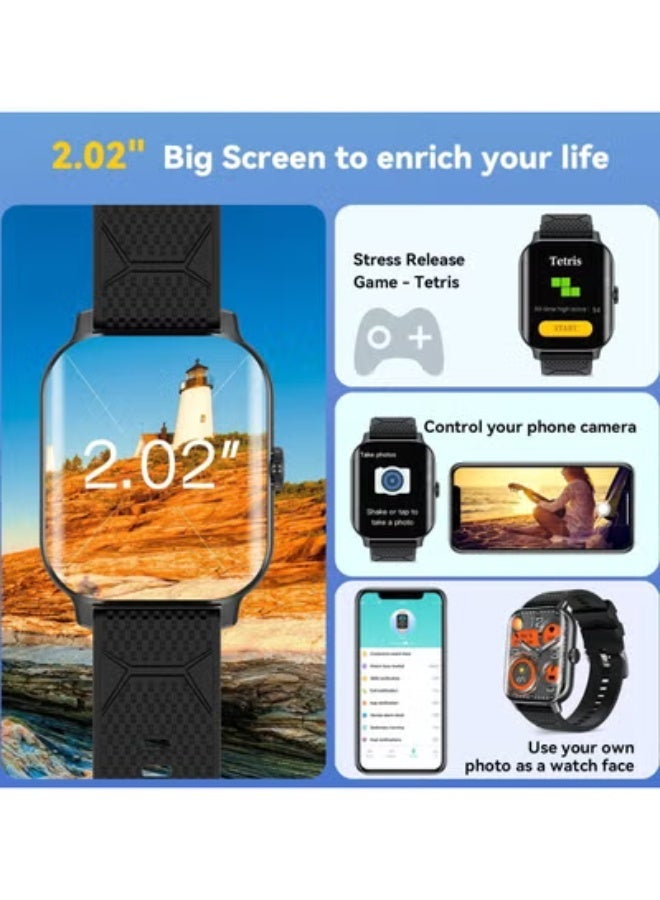 Smartwatch with Blood Glucose Monitor, Big Screen Fitness Tracker for Men  Women, Sleep/Blood Pressure/Heart Rate Monitor, Compatible with iOS  Android - Image 3