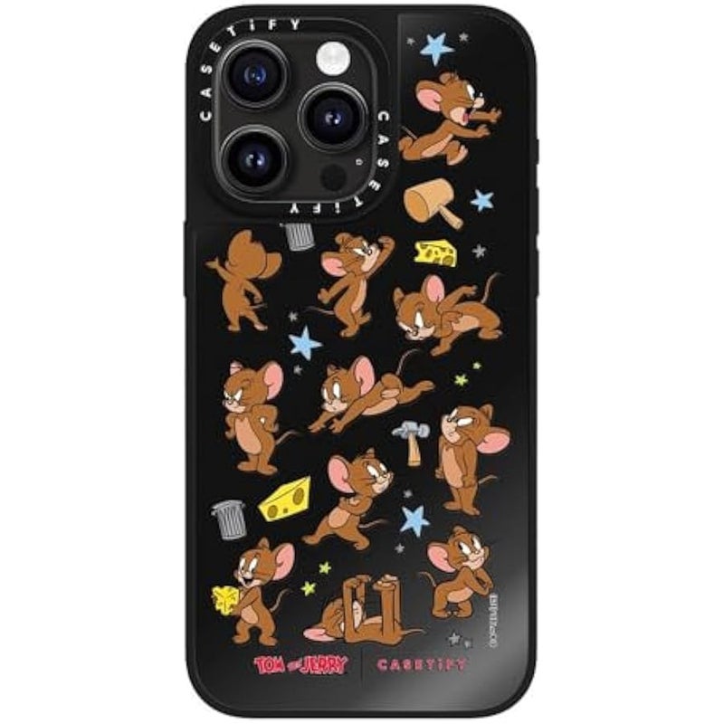 Casetify Mirror Case for iPhone 15 Pro Max 【Tom and Jerry Colab/Reflective / 4.9ft Drop Protection/Compatible with Magsafe】 - Jerry Pattern - Black on Black - Image 3