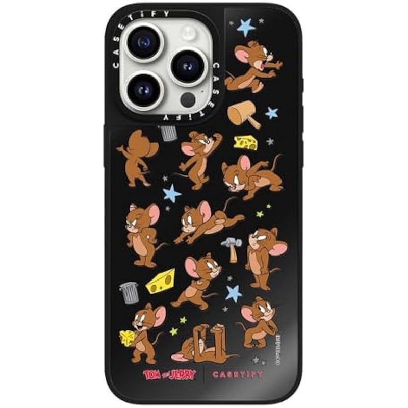 Casetify Mirror Case for iPhone 15 Pro Max 【Tom and Jerry Colab/Reflective / 4.9ft Drop Protection/Compatible with Magsafe】 - Jerry Pattern - Black on Black - Image 2
