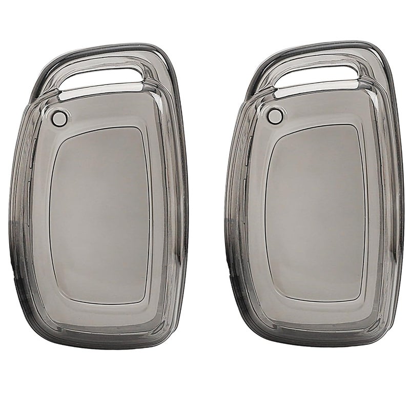 JVCV غطاء شفاف ناعم TPU متوافق مع هيونداي ألكازار كريتا فينيو i20 توكسون إيلانtra سيارة i10 جراند i20 Xcent فيرنا 4s توكسون إيلانtra i10 4/3 زر مفتاح ذكي (أسود شفاف) - Image 1