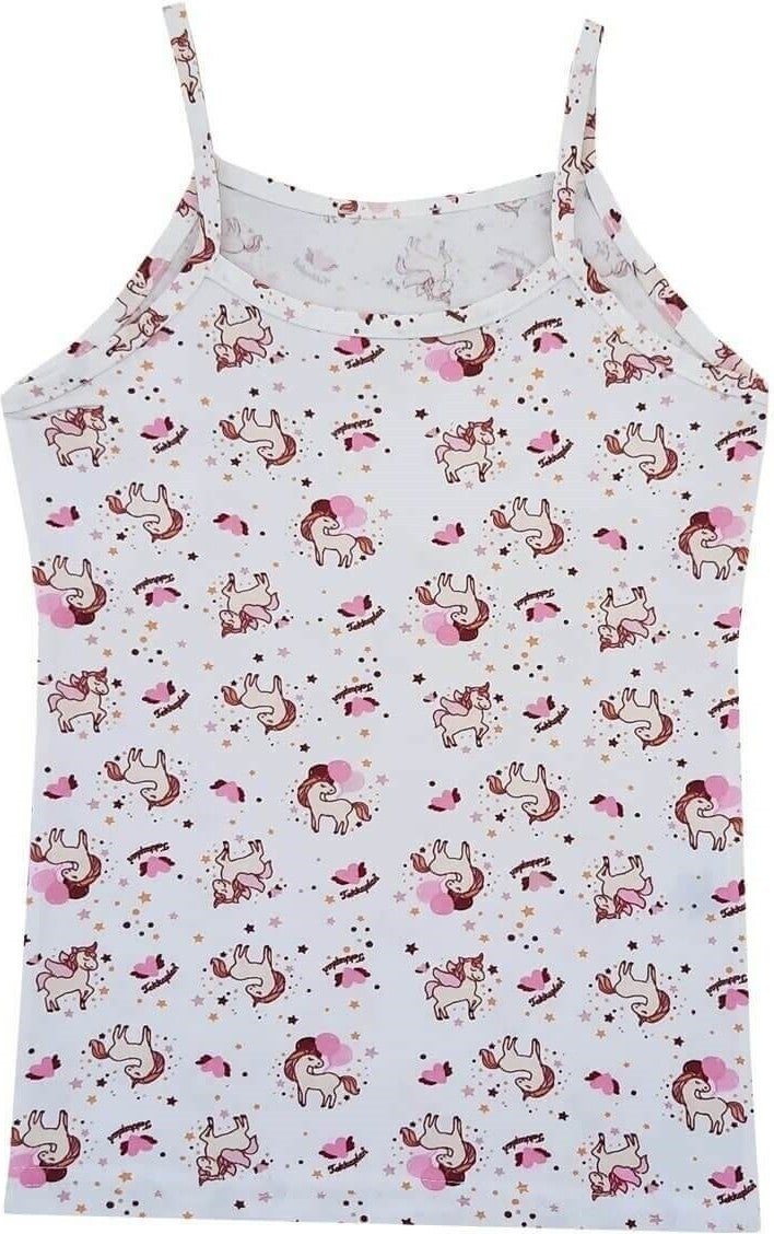Tutku Thin Strap Elastane Patterned Printed Girl's Undershirt 6-Pack  - Image 1