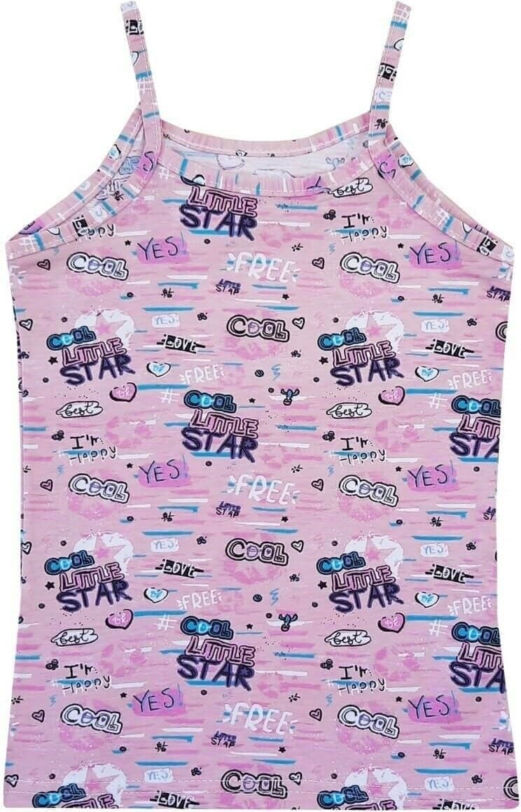 Tutku Thin Strap Elastane Patterned Printed Girl's Undershirt 6-Pack  - Image 2