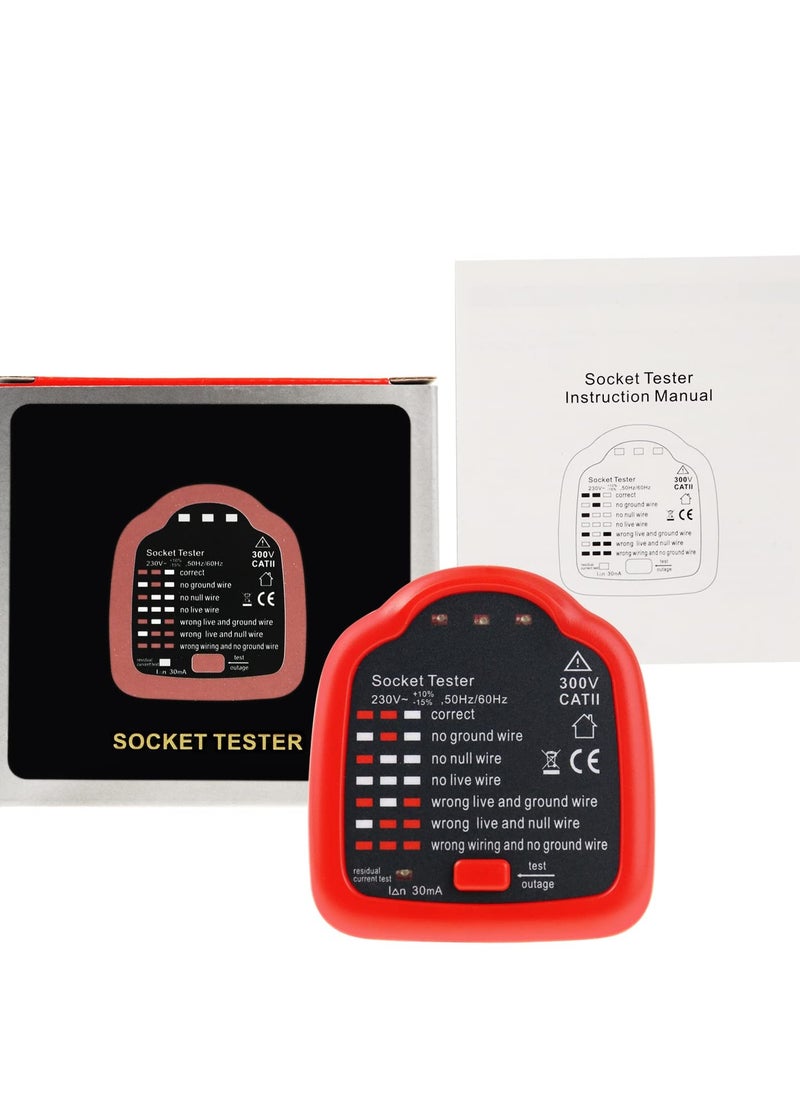 Excefore - Socket Tester ,Voltage Power line Indicator and Receptacle Tester with Ground Fault Circuit Interrupter (GFCI) ,Examination Detects Common Wiring Problems No Battery Required Electrical Tool - Image 1