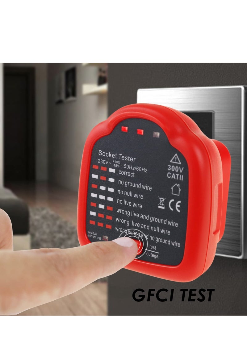 Excefore - Socket Tester ,Voltage Power line Indicator and Receptacle Tester with Ground Fault Circuit Interrupter (GFCI) ,Examination Detects Common Wiring Problems No Battery Required Electrical Tool - Image 1
