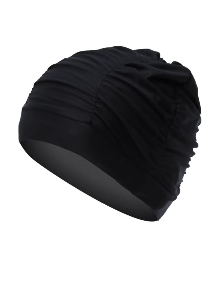 Cuken Pleated Swimming Cap for Long Hair, Non-Waterproof Bathing Cap - Image 2