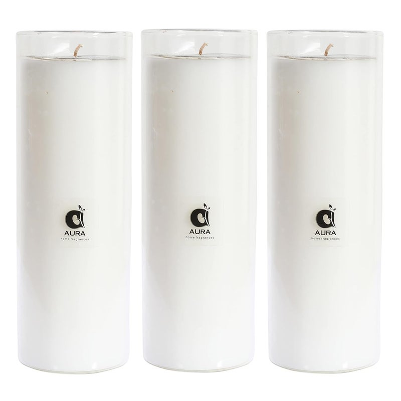 AURA Utility BOROSLATE Glass UNSCENTED Soy Wax Candle VASE Pack of 3 White - Image 1