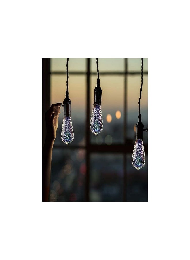 ماركة غير محددة مصابيح ملونة ثلاثية الأبعاد LED على شكل ألعاب نارية، مصابيح Edison E27 عتيقة للتزيين في المنزل، مثالية للحفلات والأحداث الراقصة (قطعة واحدة)  - Image 3