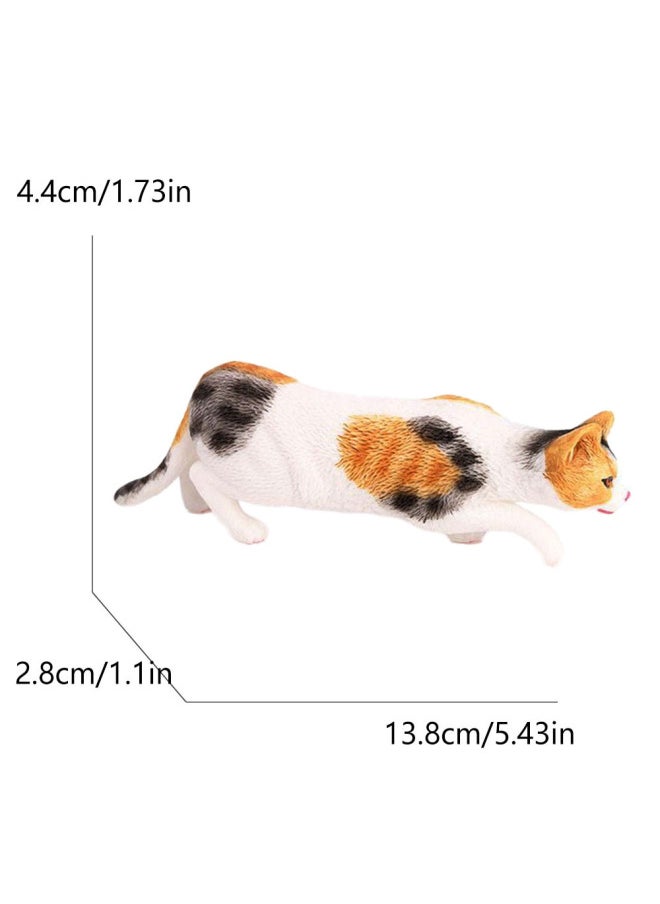 null - Children's Simulation Cat Model Cloth Doll Cat Lazy Orange Cat Leg Lifting Cat Sleeping Posture Flower Cat Siamese Cat Pet Cat Ornaments-Color:2931 Pastoral Cat (flower) (74.3g) - Image 1