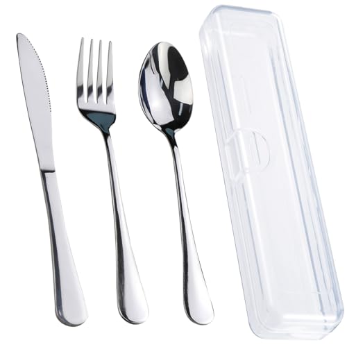 lengnoyp Travel Utensils With Case, Stainless Steel Reusable Portable Utensils Set With Case, Lengnoyp Travel Silverware Set - Image 1
