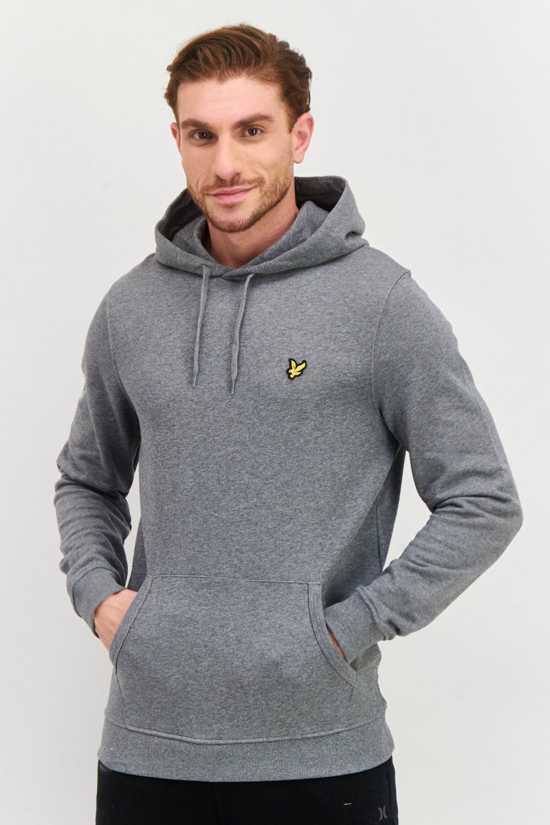 Lyle & Scott Men Hooded Brand Logo Long Sleeves Sweatshirt, Grey - Image 1