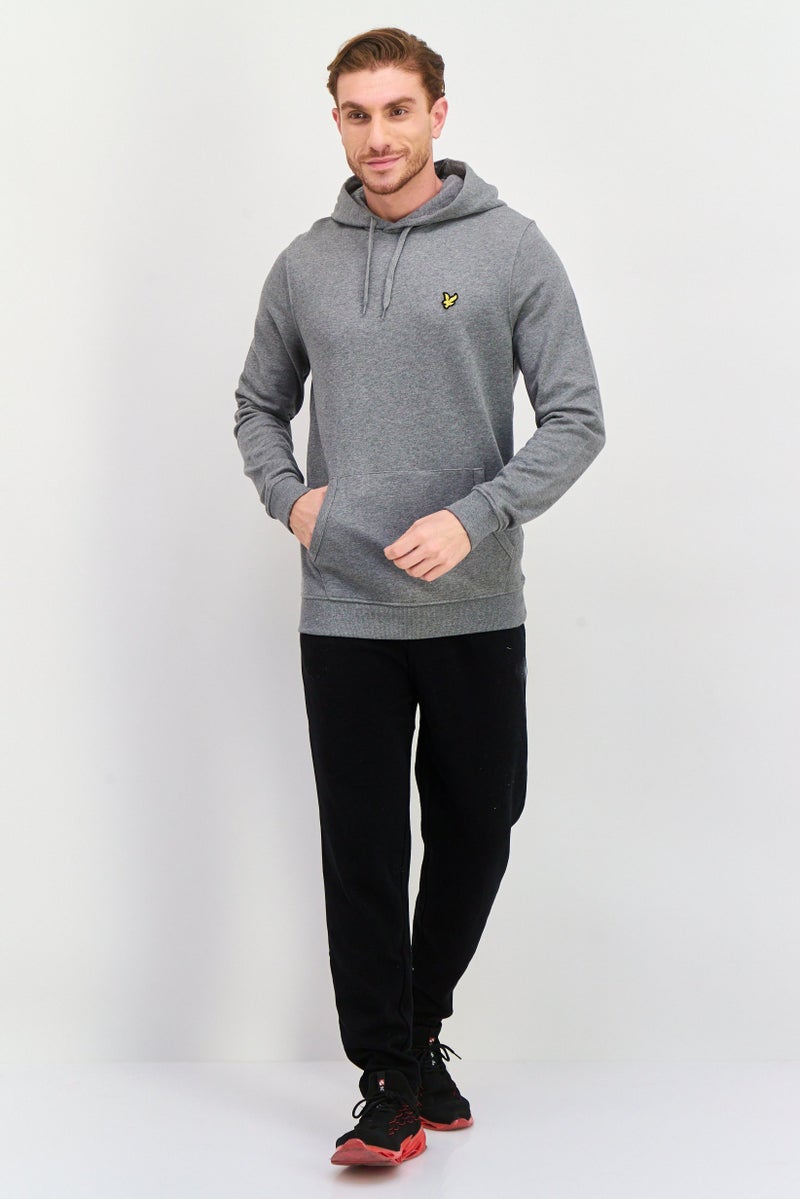 Lyle & Scott Men Hooded Brand Logo Long Sleeves Sweatshirt, Grey - Image 4