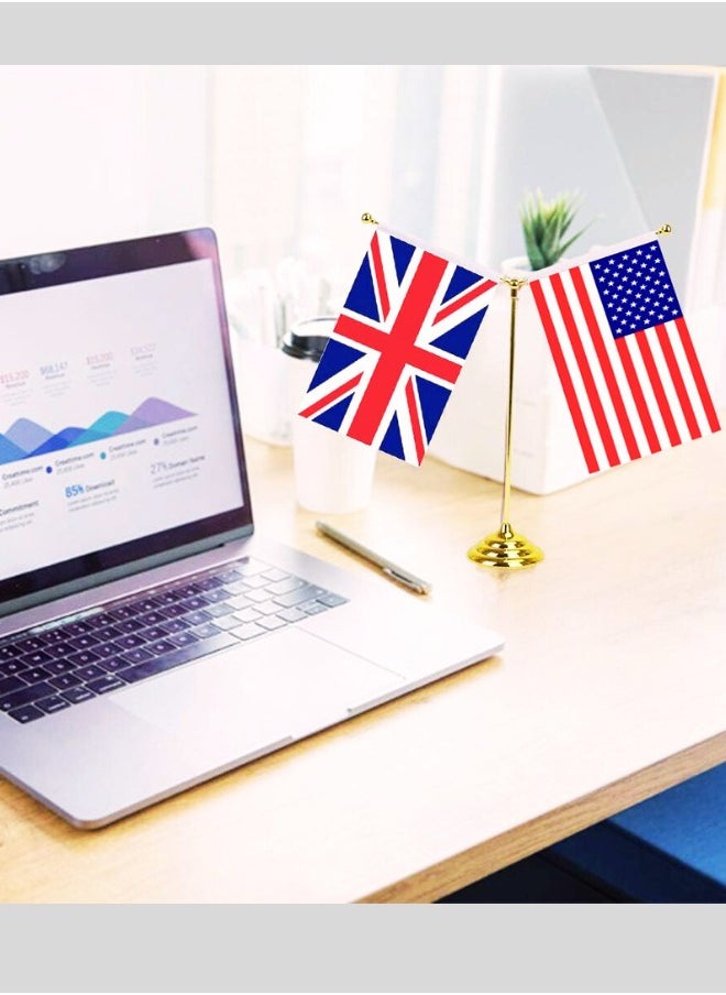 Generic - Desktop Flag Holder Desk Small Flag Stand Base Y Shape Double Mini Flags Pole Office School Conference Table Decoration (without flag) - Image 1