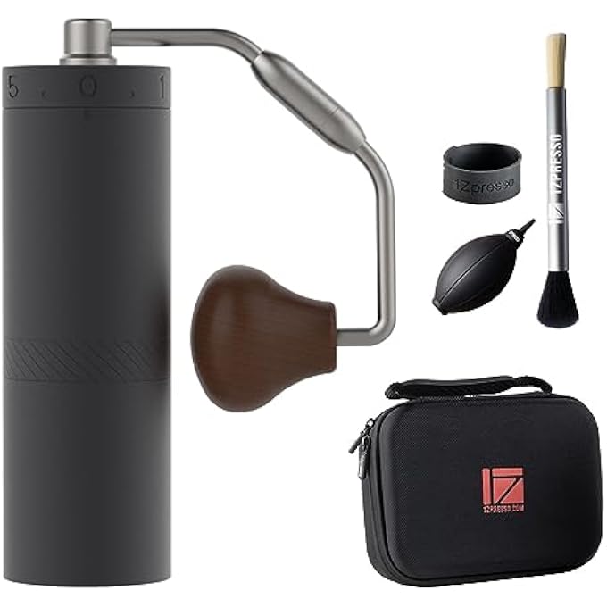 1ZPRESSO XUltra Manual Coffee Grinder WellBuilt Sturdy Metal Body Assembly Stainless Steel Burr Numerical External Setting Magnet Catch Cup Faster Grind Efficiency Portable Mill Black - Image 1