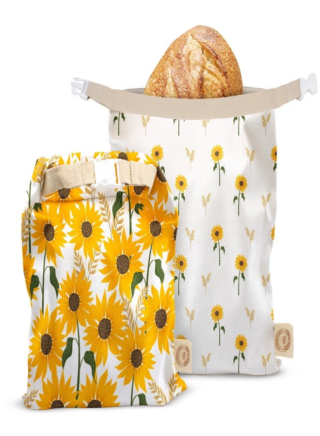 Cozy Bread® Reusable Bread Bag Set for Home Bakers | USA Brand | Charming Designs (Sunflower) - Image 1