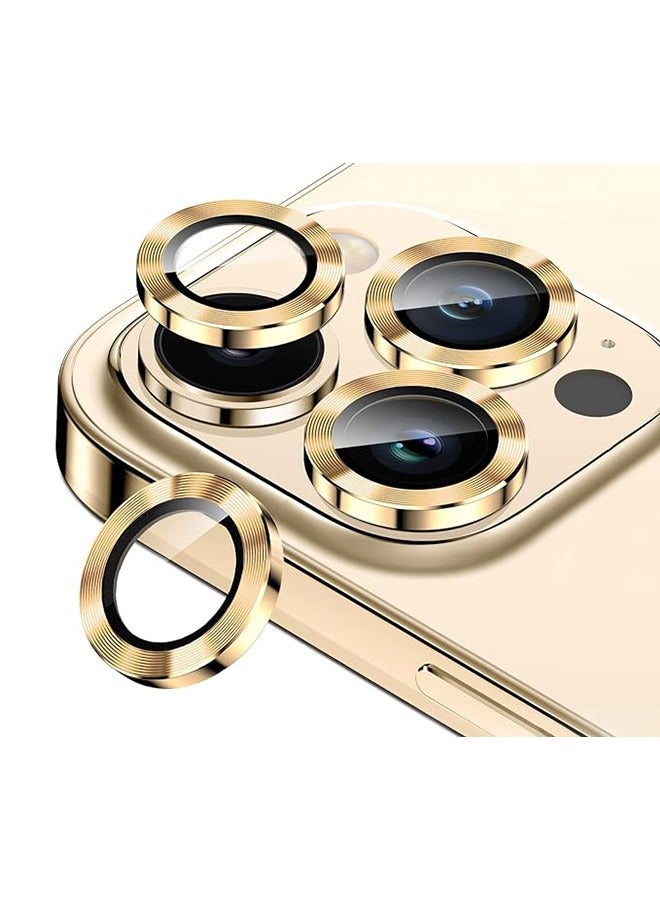 iPhone 15 Pro Max/iPhone 15 Pro Camera Lens Protector 9H Tempered Glass Screen Film Protection Cover Anti-scratch Mobile Phone Accessory Metal Individual Ring iPhone 14 Pro Max/iPhone 14 Pro Gold - Image 1