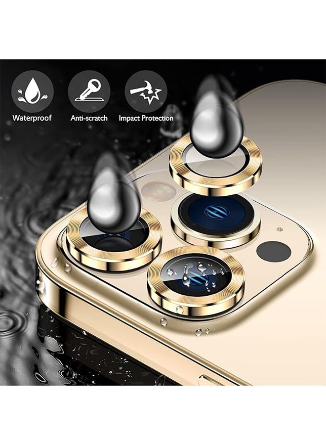 iPhone 15 Pro Max/iPhone 15 Pro Camera Lens Protector 9H Tempered Glass Screen Film Protection Cover Anti-scratch Mobile Phone Accessory Metal Individual Ring iPhone 14 Pro Max/iPhone 14 Pro Gold - Image 3