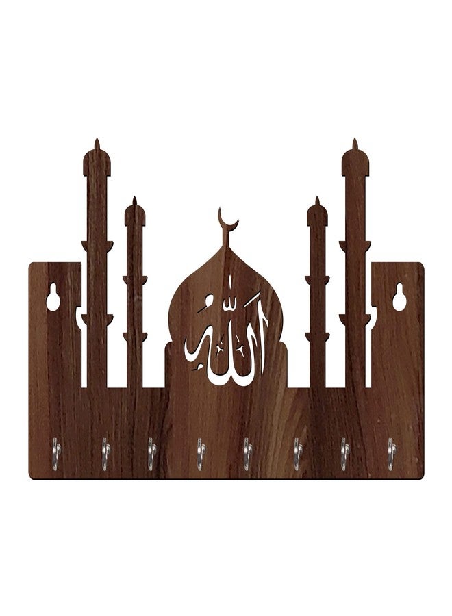 Freny Exim Allah Wooden Key Holder with Face Mask Hanging with 8 Hook - Brown 009 - Image 4