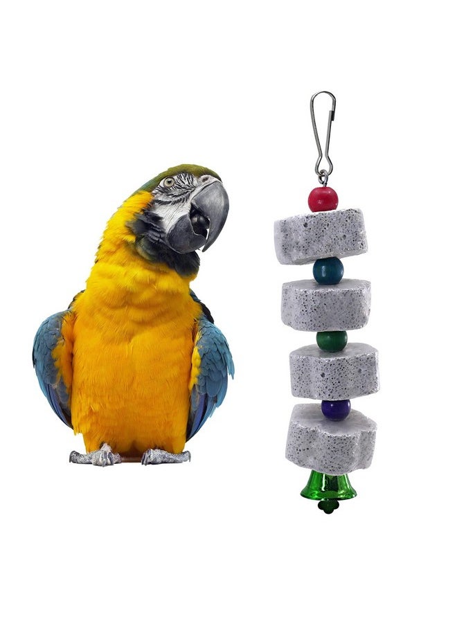 EDOBLUE - EDOBLUE 1 Pack Parrot Chewing Toy, Bird Beak Grinding Stone with Random Color of Bells for African Greys & Conure Eclectus Budgies Parakeet Cockatiel Hamster Chinchilla Rabbit - Image 1
