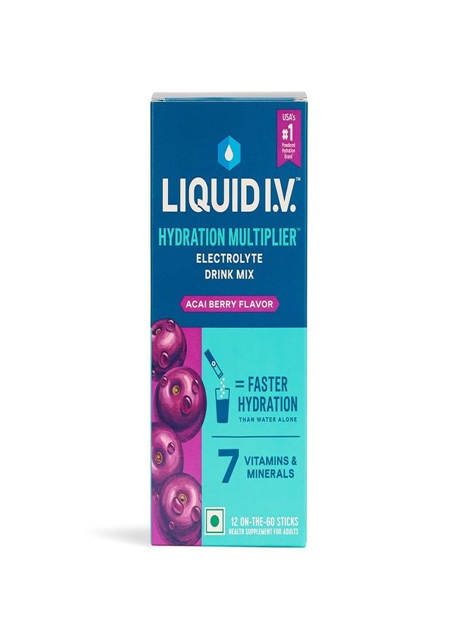 Liquid I.V. Hydration Multiplier – Acai Berry | Electrolyte Drink Mix Powder 16 g | Pack of 12 | Sodium & Potassium | Hydration Drink | Easy-Mix Sticks | No Artificial Sweeteners - Image 1