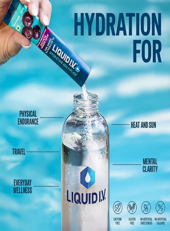 Liquid I.V. Hydration Multiplier – Acai Berry | Electrolyte Drink Mix Powder 16 g | Pack of 12 | Sodium & Potassium | Hydration Drink | Easy-Mix Sticks | No Artificial Sweeteners - Image 5