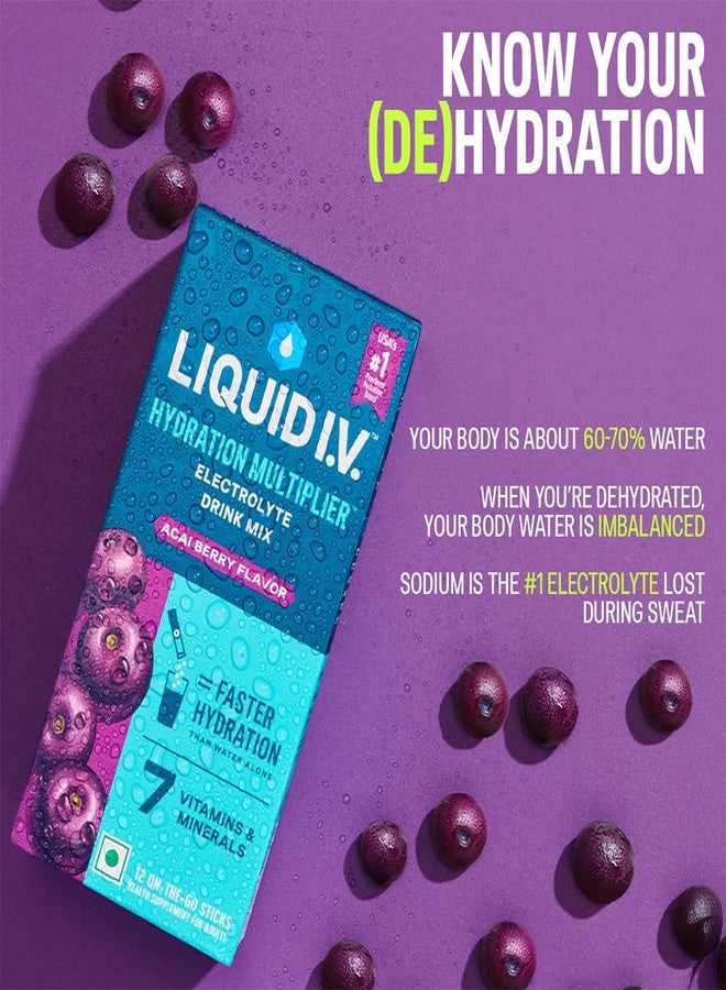Liquid I.V. Hydration Multiplier – Acai Berry | Electrolyte Drink Mix Powder 16 g | Pack of 12 | Sodium & Potassium | Hydration Drink | Easy-Mix Sticks | No Artificial Sweeteners - Image 4