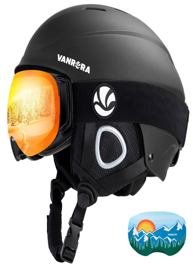 VANRORA Ski Helmet and Goggles Set, Black M/Red Lens - Image 1